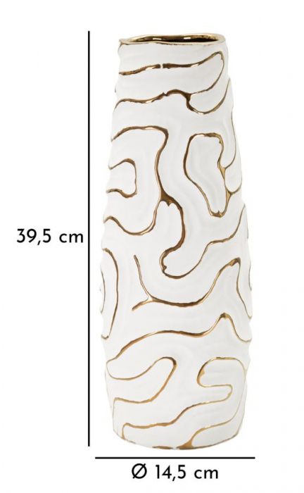 Vaza moderna ceramica alba cu relief | CreativDeco [6]