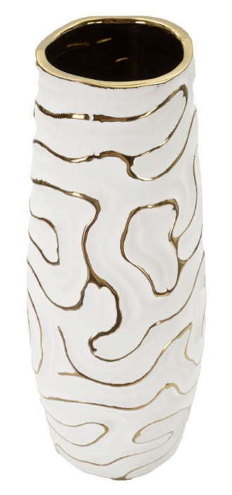 Vaza moderna ceramica alba cu relief | CreativDeco [4]