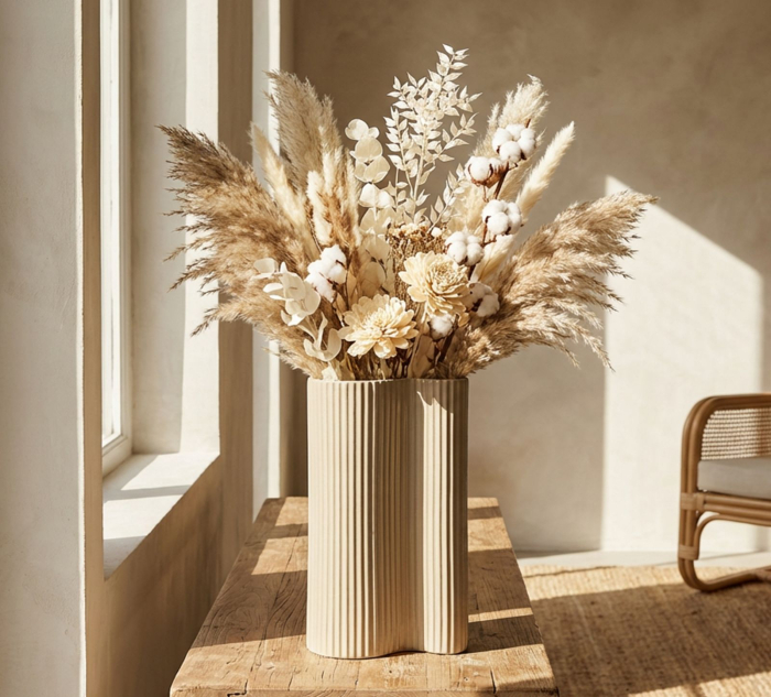 Vază albă din fier cu suprafață ondulată și finisaj mat, 36 cm [6]