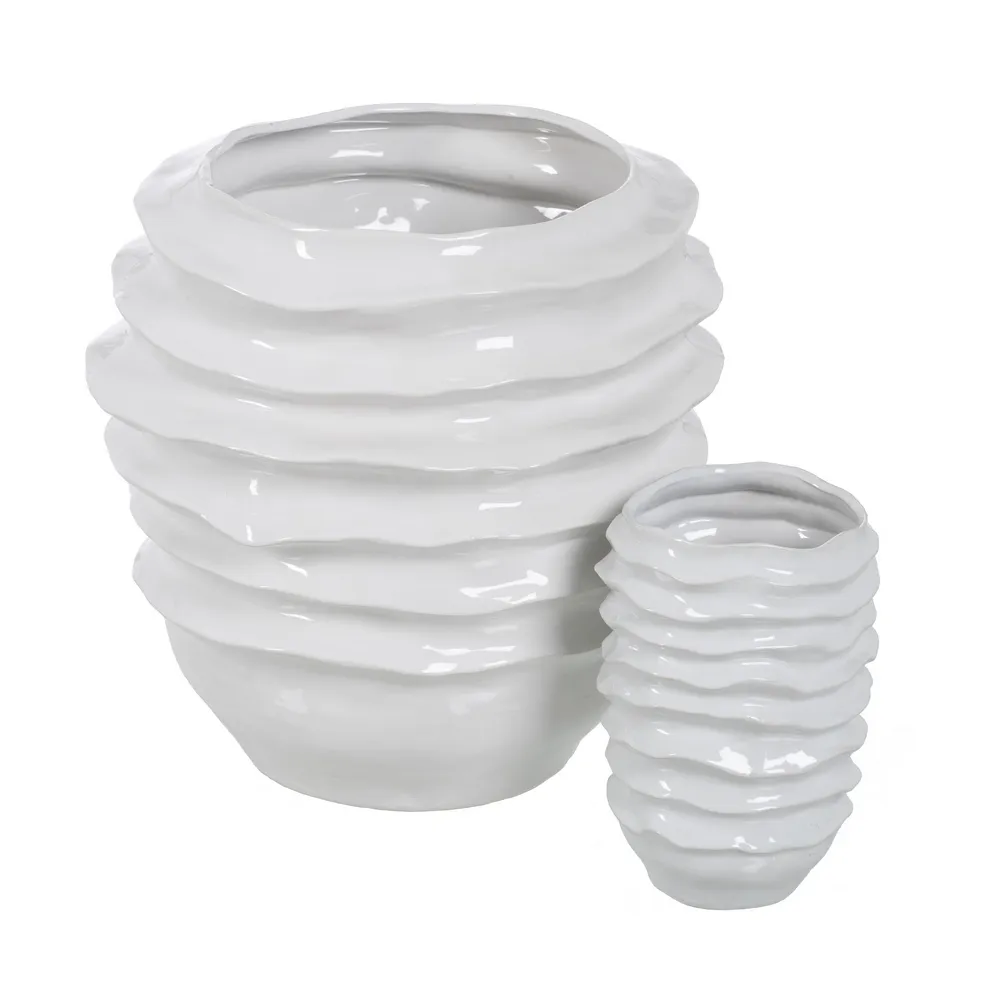 Vaza Ceramica Alba Waves - creativdeco.ro [3]