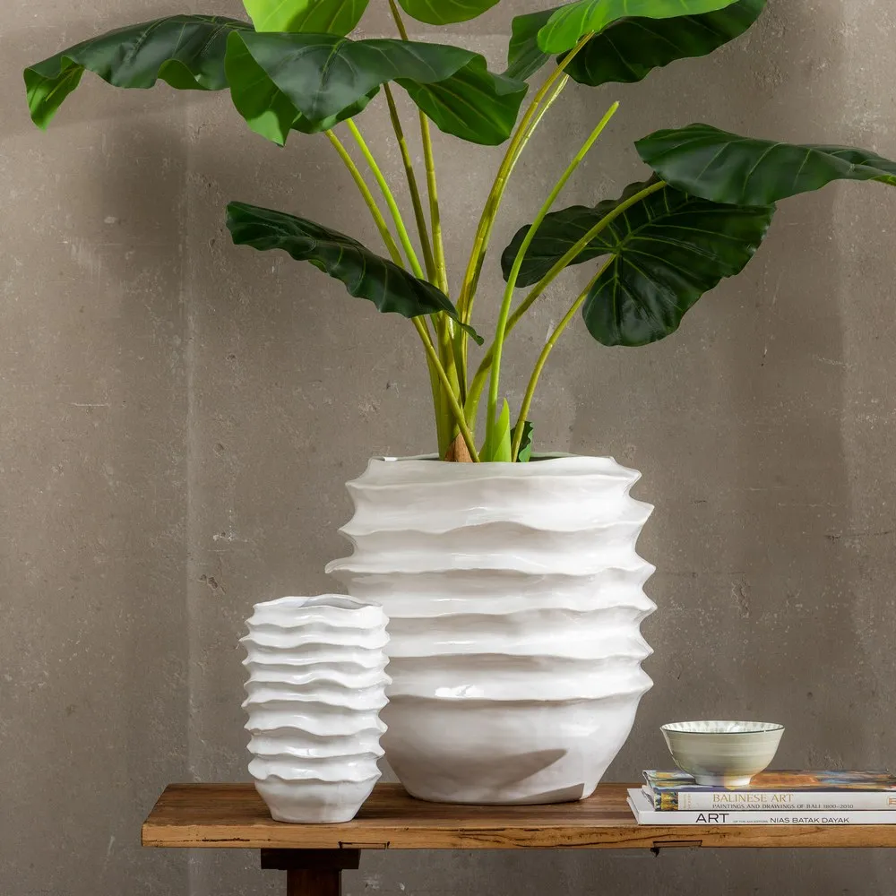 Vaza Ceramica Alba Waves - creativdeco.ro [2]