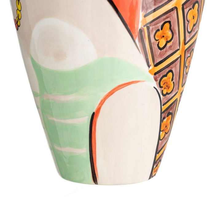 Vaza ceramica cu chip cubist in culori pastel [4]