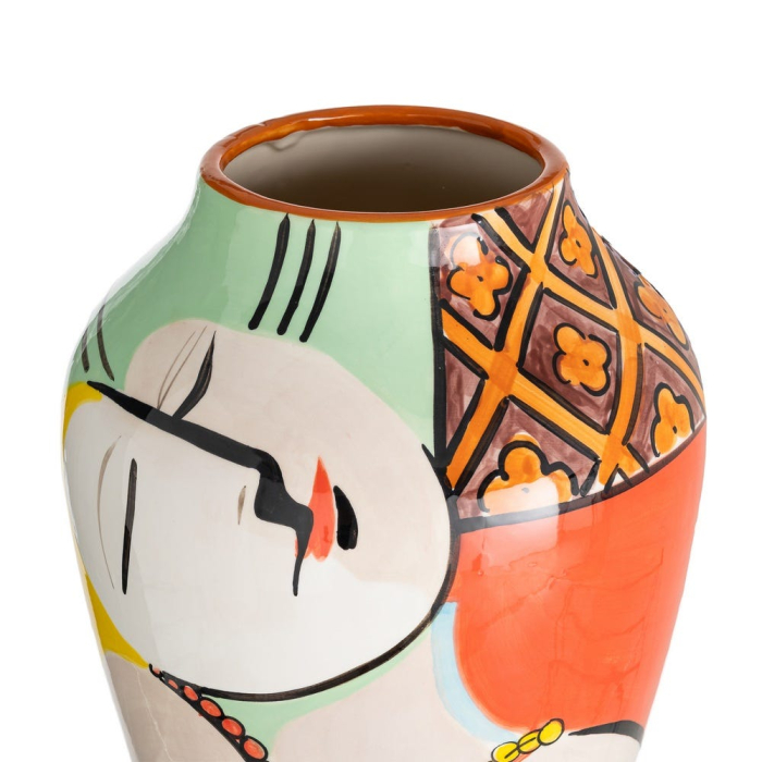Vaza ceramica cu chip cubist in culori pastel [2]