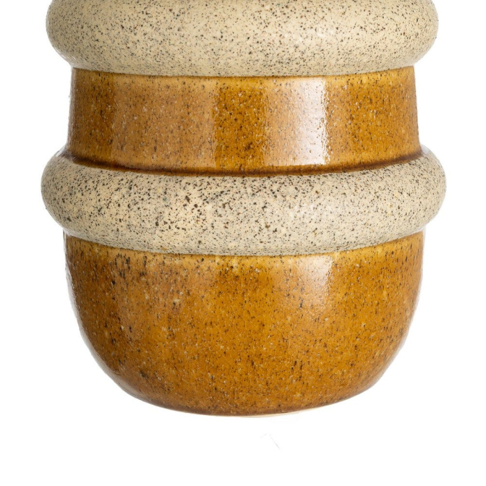 Vaza ceramica mustar cu inele texturate [4]