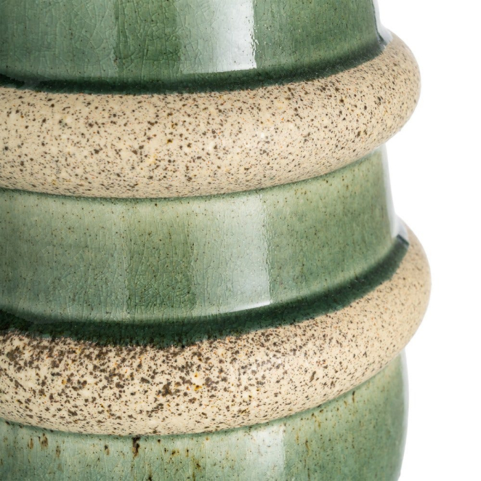 Vaza ceramica verde inalta cu inele texturate [3]
