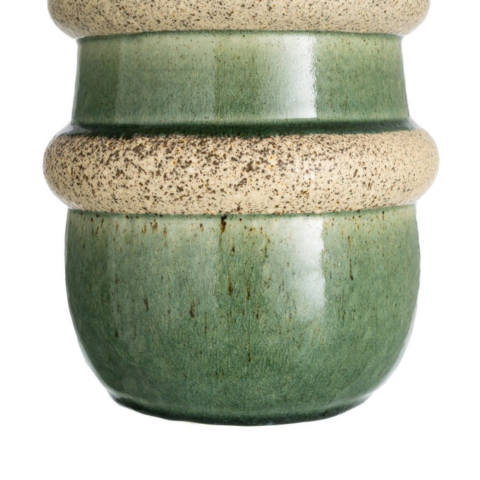 Vaza ceramica verde inalta cu inele texturate [4]
