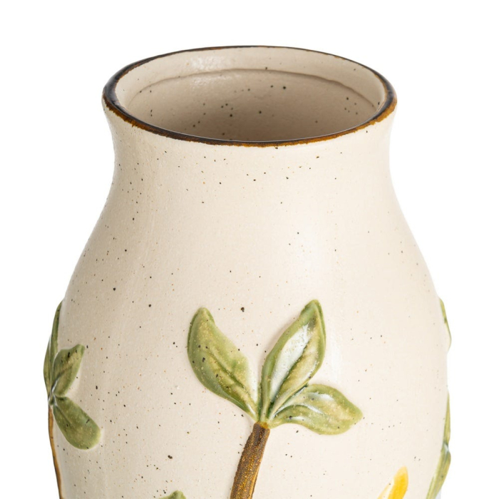 Vaza ceramica cu pasari si flori in relief [2]