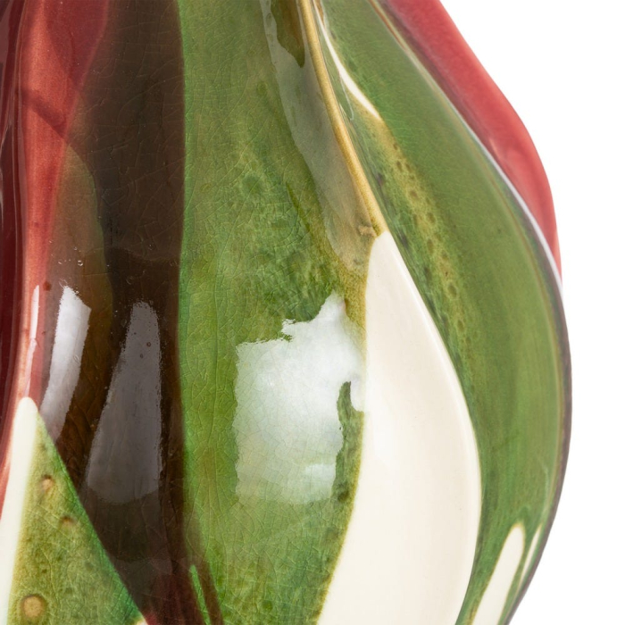 Vaza ceramica organica cu glazura scursa roz-verde [3]