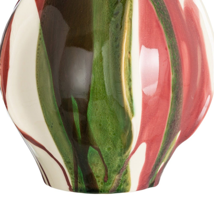 Vaza ceramica organica cu glazura scursa roz-verde [4]