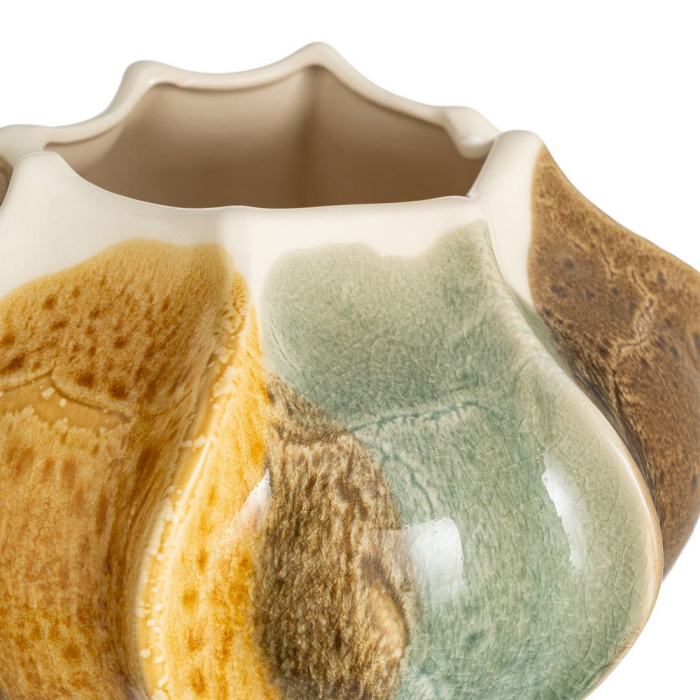 Vaza ceramica organica joasa mustar-verde [2]