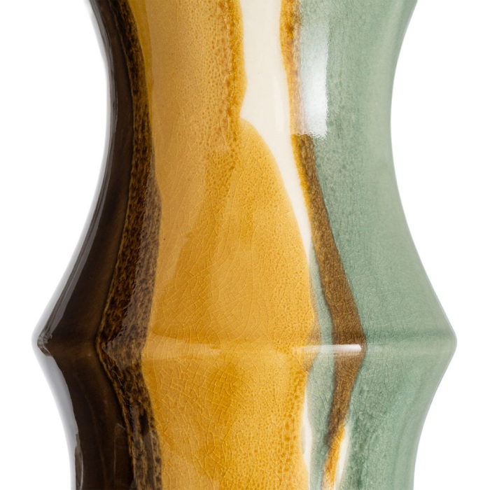 Vaza ceramica tip bambus mustar-verde, inalta [3]