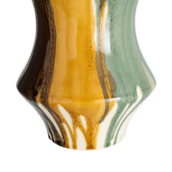 Vaza ceramica tip bambus mustar-verde, inalta [4]