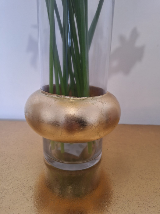 Vaza cilindru sticla cu inel auriu Ring|creativdeco.ro [2]