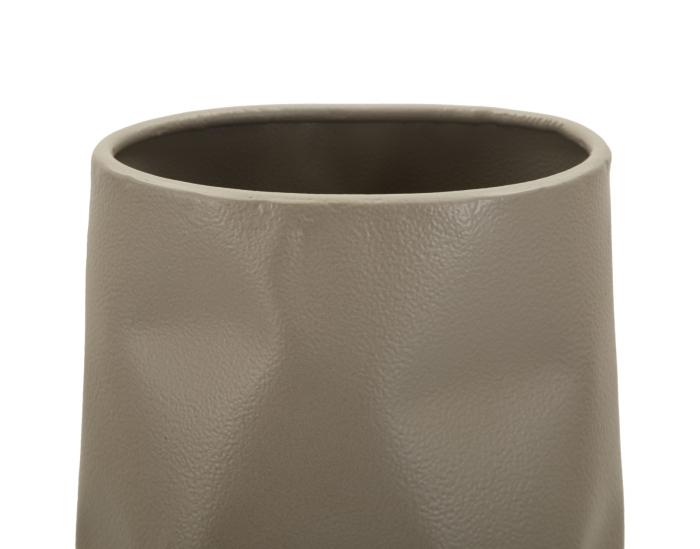 Vază crem din fier cu suprafață texturată neregulată, 50 cm înălțime [5]