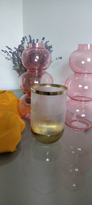 Vaza Cyl Patt din sticla, transparent aurie - CreativDeco.ro [7]