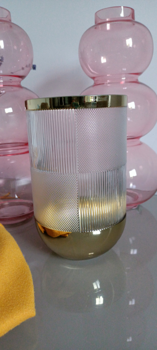 Vaza Cyl Patt din sticla, transparent aurie - CreativDeco.ro [6]