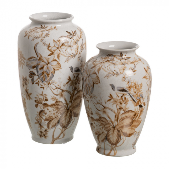 Vaza ceramica alb-maro pentru flori sau decor|Vaze in nuante neutre pentru interioare calme [2]