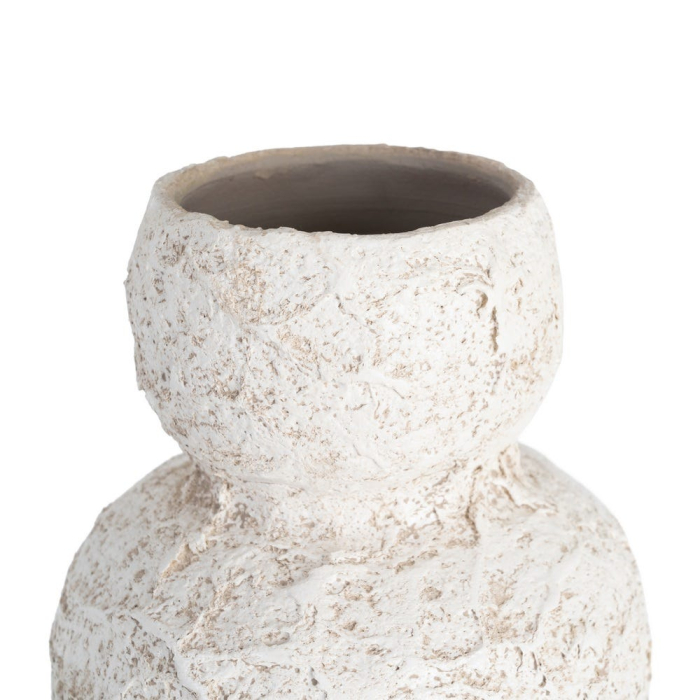 Vază decorativă albă din ceramică cu textură reliefată [2]