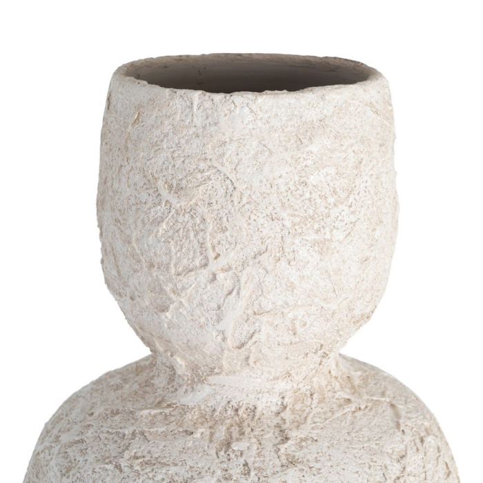 Vază decorativă albă din ceramică înaltă cu textură reliefată [2]