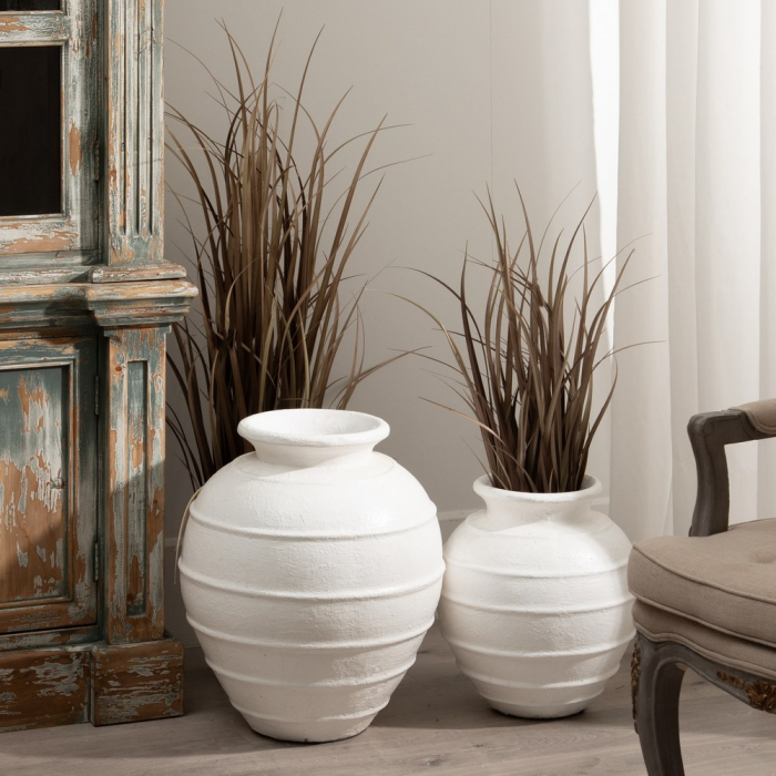 Vaza alba fibrociment moderna decor natur [2]