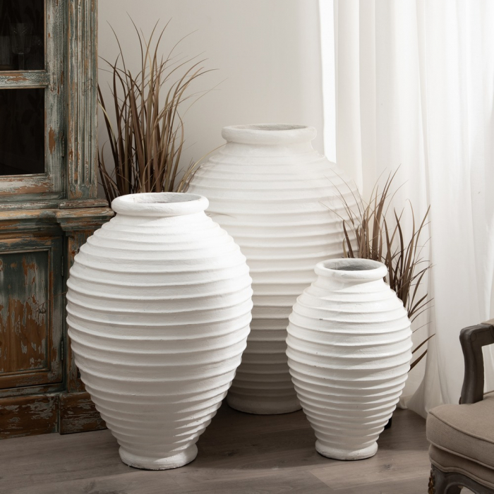 Vaza alba mare fibrociment decor industrial [2]