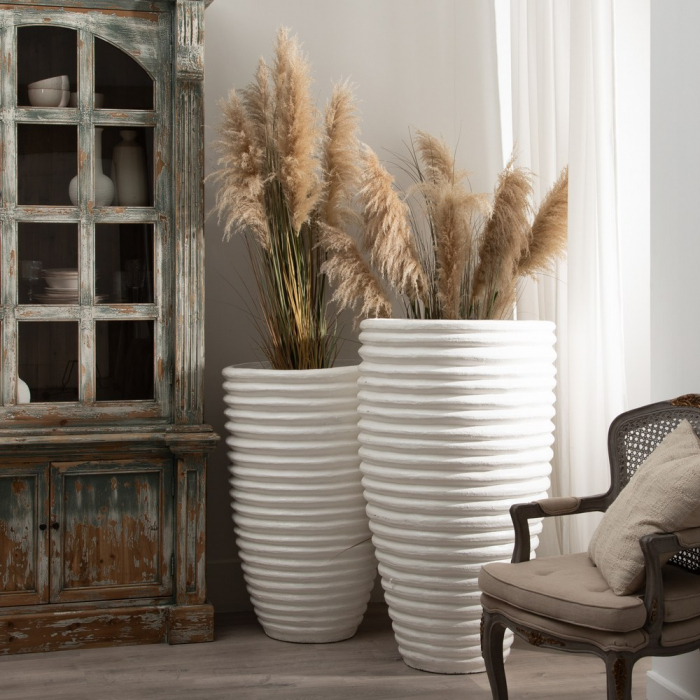 Vaza alba mare fibrociment decor contemporan [2]
