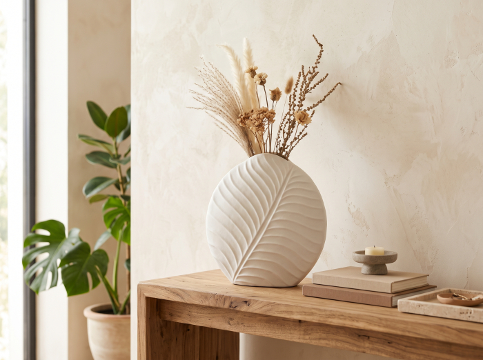 Vaza Alba cu Textura Organica | Decoratiuni Contemporane [2]