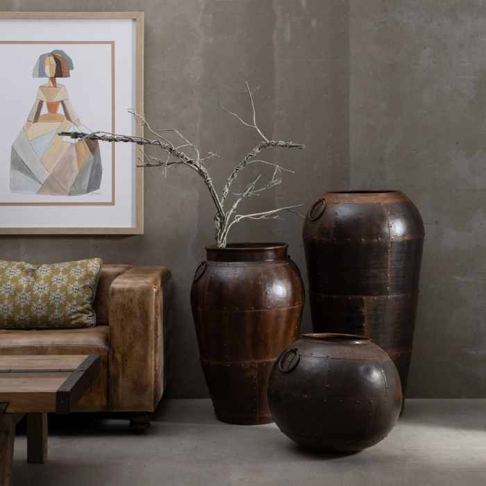 Vaza decorativa metalica cupru antichizat CreativDeco - Stil industrial pentru living [2]