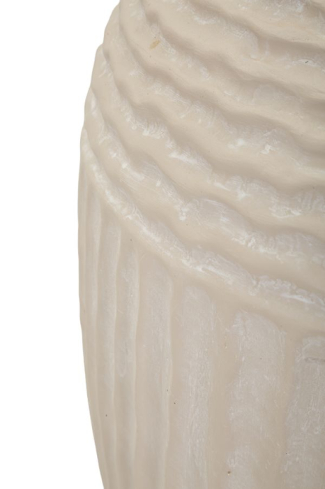Vază decorativă bej cu valuri în relief pe umăr, caneluri verticale și interior brun, cald [4]