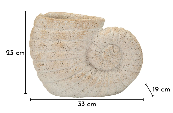 Vază decorativă bej din MGO cu formă de scoică și textură nisipată Shell Sand [8]