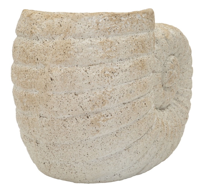 Vază decorativă bej din MGO cu formă de scoică și textură nisipată Shell Sand [2]