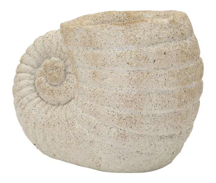 Vază decorativă bej din MGO cu formă de scoică și textură nisipată Shell Sand [3]