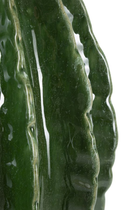 Vază decorativă cactus sferică din ceramică verde cu caneluri groase în relief și gură zimțată [3]