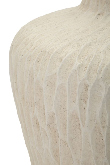 Vază decorativă crem cu textură sculptată în fagure, umeri bombați și gât scurt [4]