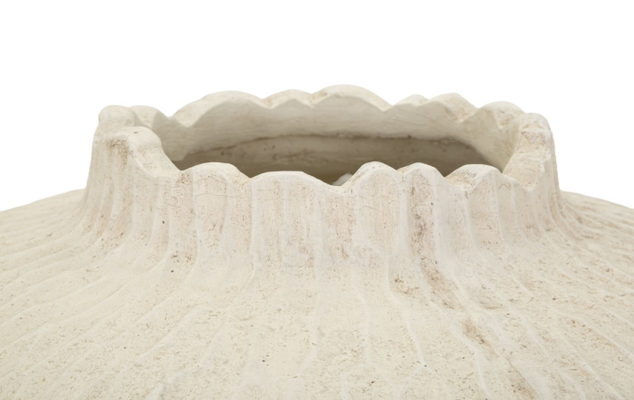Vază decorativă crem cu textură sculptată în fagure, umeri bombați și gât scurt [3]