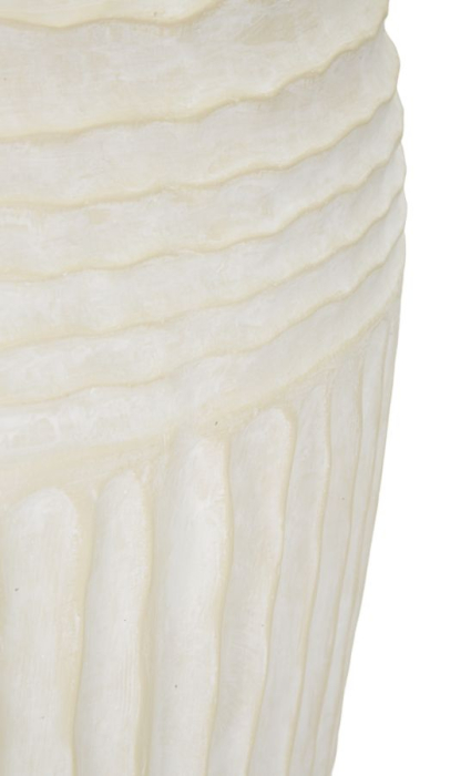 Vază decorativă crem cu valuri în relief pe umăr, caneluri verticale și gură rotundă îngustă [4]