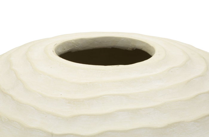 Vază decorativă crem cu valuri în relief pe umăr, caneluri verticale și gură rotundă îngustă [3]