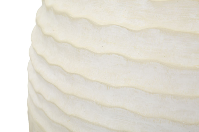 Vază decorativă crem cu valuri în relief pe umăr, caneluri verticale și gură rotundă îngustă [5]