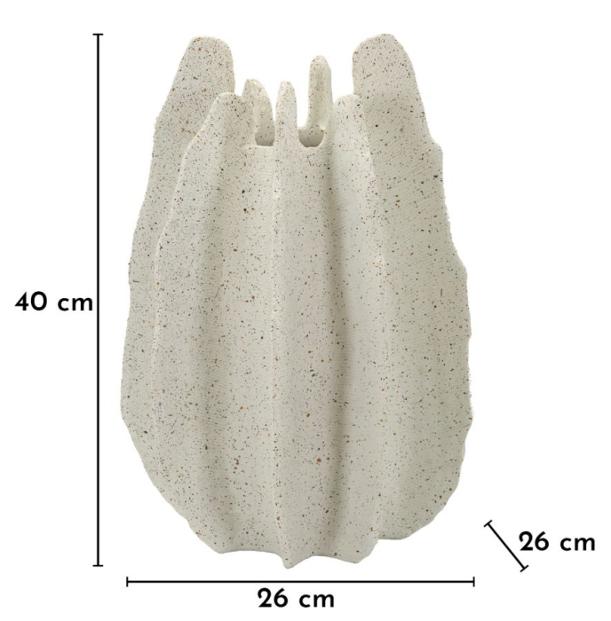 Titlul imaginii principale: Vază decorativă crem din rășină cu design organic sculptural 26x40 cm [7]