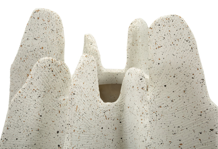 Titlul imaginii principale: Vază decorativă crem din rășină cu design organic sculptural 26x40 cm [3]