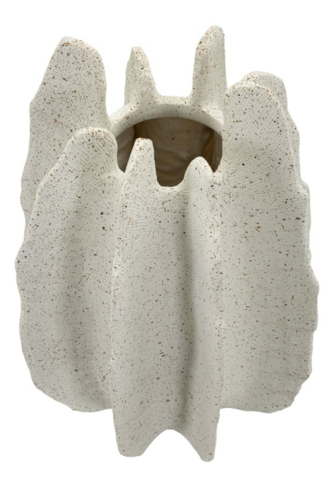 Titlul imaginii principale: Vază decorativă crem din rășină cu design organic sculptural 26x40 cm [2]