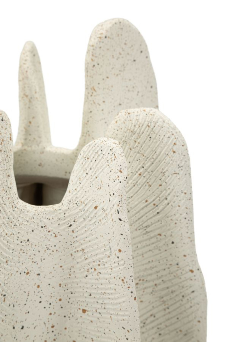 Titlul imaginii principale: Vază decorativă crem din rășină cu design sculptural 23x50 cm [4]