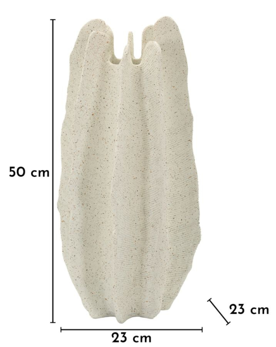 Titlul imaginii principale: Vază decorativă crem din rășină cu design sculptural 23x50 cm [7]