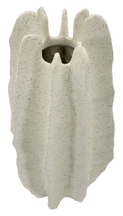 Titlul imaginii principale: Vază decorativă crem din rășină cu design sculptural 23x50 cm [2]