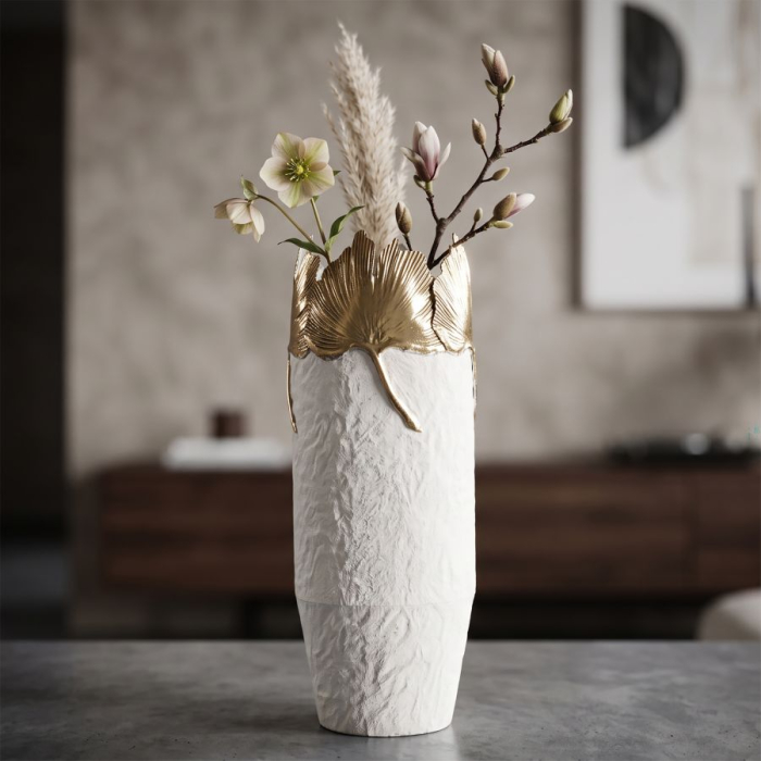 Vază decorativă cu coroană de frunze de ginkgo aurii [2]