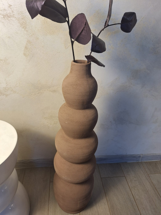 Vază decorativă argilă sculpturală 71.5cm sable – stil boho japandi [2]