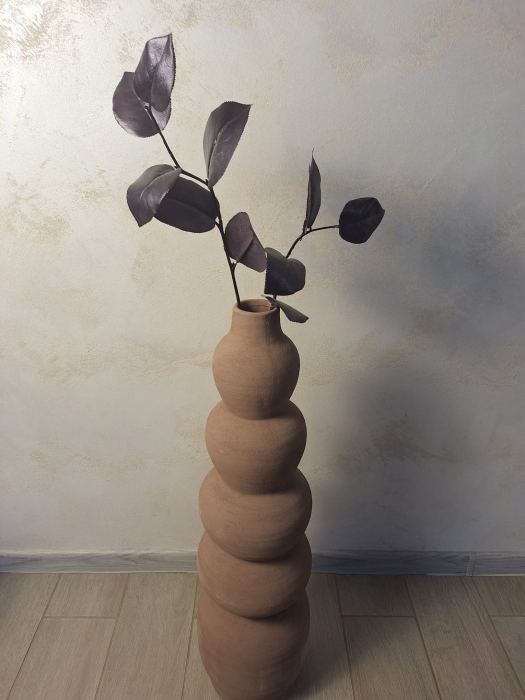 Vază decorativă argilă sculpturală 71.5cm sable – stil boho japandi [3]