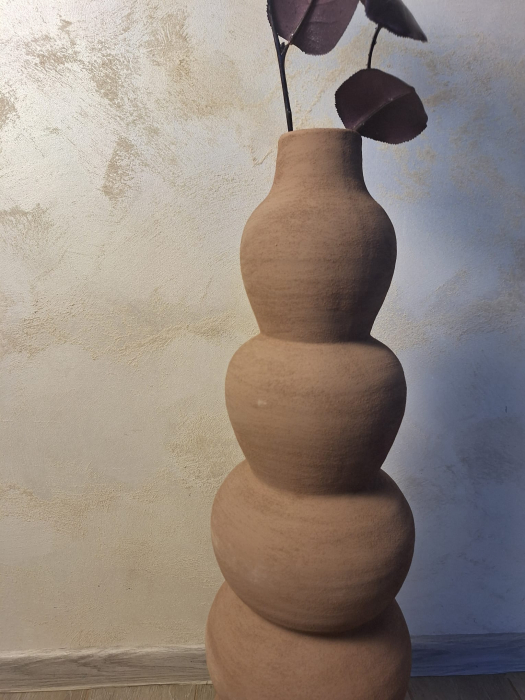 Vază decorativă argilă sculpturală 71.5cm sable – stil boho japandi [5]