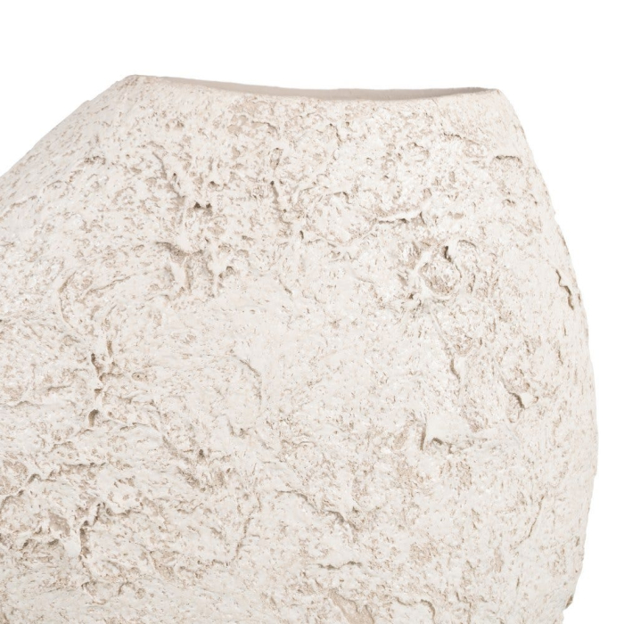 Vază decorativă din ceramică albă rustică formă asimetrică compactă [5]