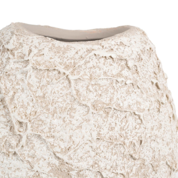 Vază decorativă din ceramică albă rustică formă asimetrică mică [5]